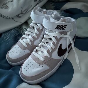 Nike White and Tan High-Top Sneakers
